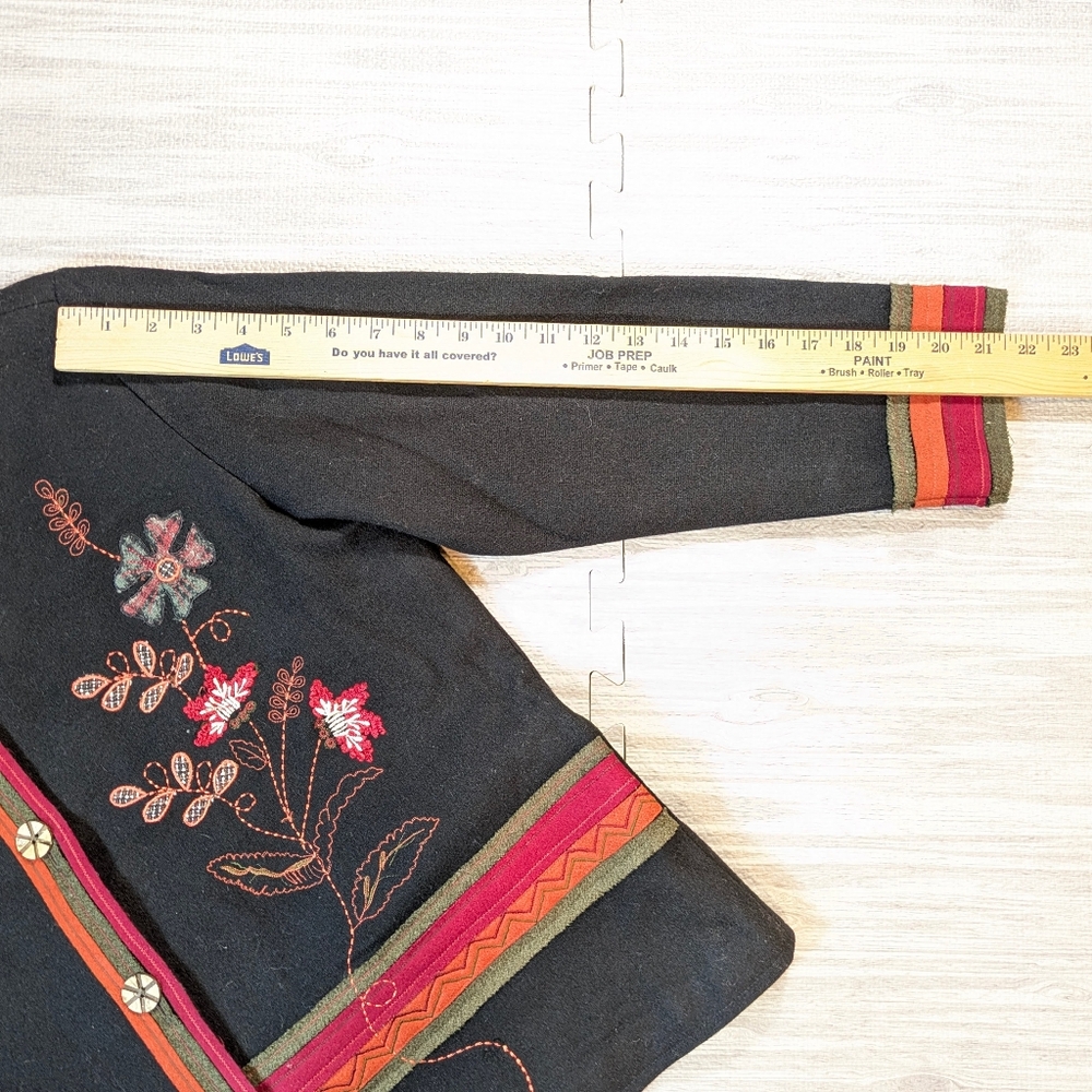 Breckenridge Black Wool Blend Blazer Jacket Colorful Embroidery Applique Med P - Picture 15 of 15